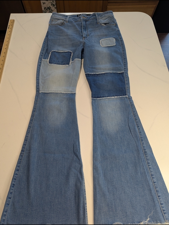 Hollister Denim - Hollister Patchwork High Rise Flare Raw Hem Soft Stretch Juniors Size 11R 30/31